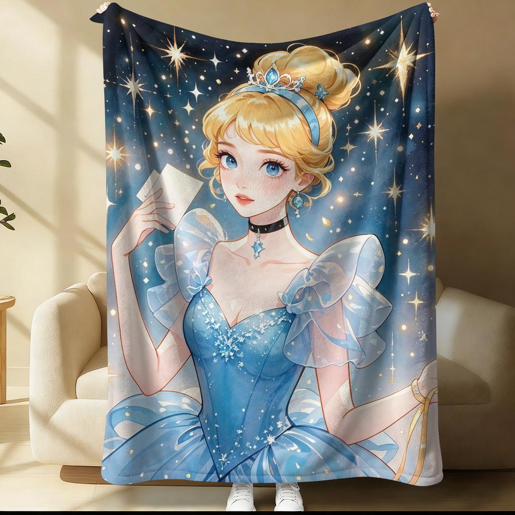 Disney Cinderella Princess Flannel Blanket Dreamy Pumpkin Carriage For Kids Room Nap Throw Blanket Ideal Gift for Friend