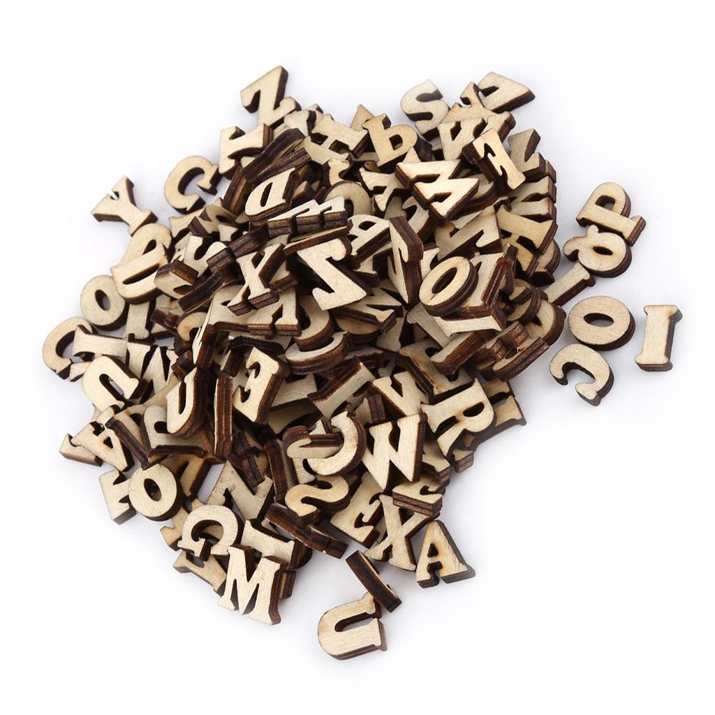 200Pcs Mixed Wooden A Z Letters 0 9 Numbers Unpaint DIY Decoations Kids Early Learning Toys