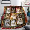 Bohemian Style Cat Themed Flannel Blanket Multi-Color Polyester Throw For Ideal For Sofa Naps Perfect Gift For Cat Lovers