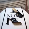Classic and Elegant High Heel Slippers for Women 2024New Leather Slippers High Heels Hot Selling Summer Casual High Heel Sandals