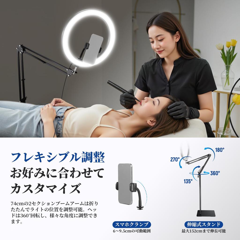 NEEWER 12-inch LED Ring Light RH12B Overhead Shooting Light 24W Bi-Color Dimmable Smartphone Compatible Telescopic Stand USB C PD 2900K-7000K CRI97+