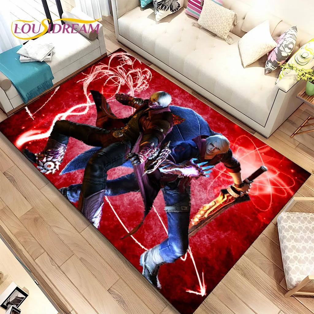 Tapis de jeu 3D HD D-Devil May Cry DMC, Tapis de sol pour salon, chambre à coucher, canapé, paillasson décoratif, tapis de sol antidérapant pour enfants