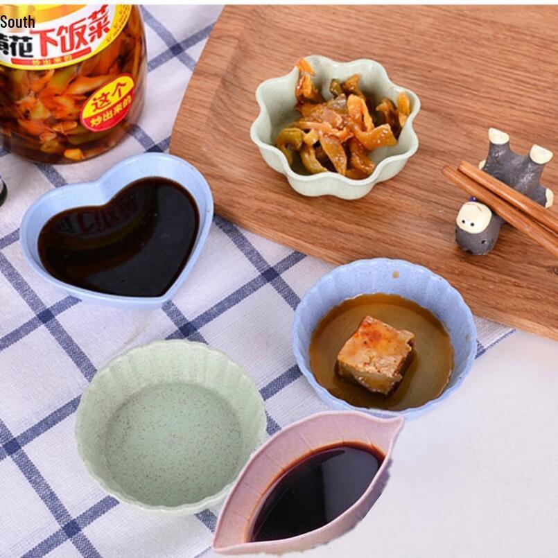 Wheat Straw Kitchen Seasoning Dish - Creative Round Plastic Plate for Dipping Sauce & Snacks