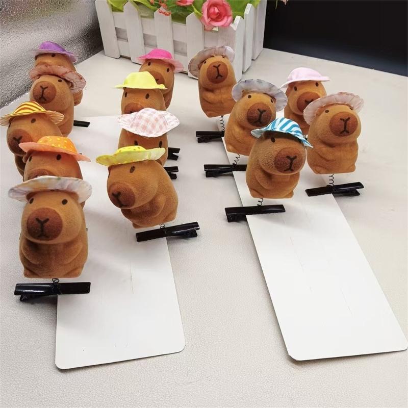 Pack of 5 Cartoon Capybara Hair Clip Plush Hairpins Fashionable Hair Ornament Suitable for Students and Youthful Women