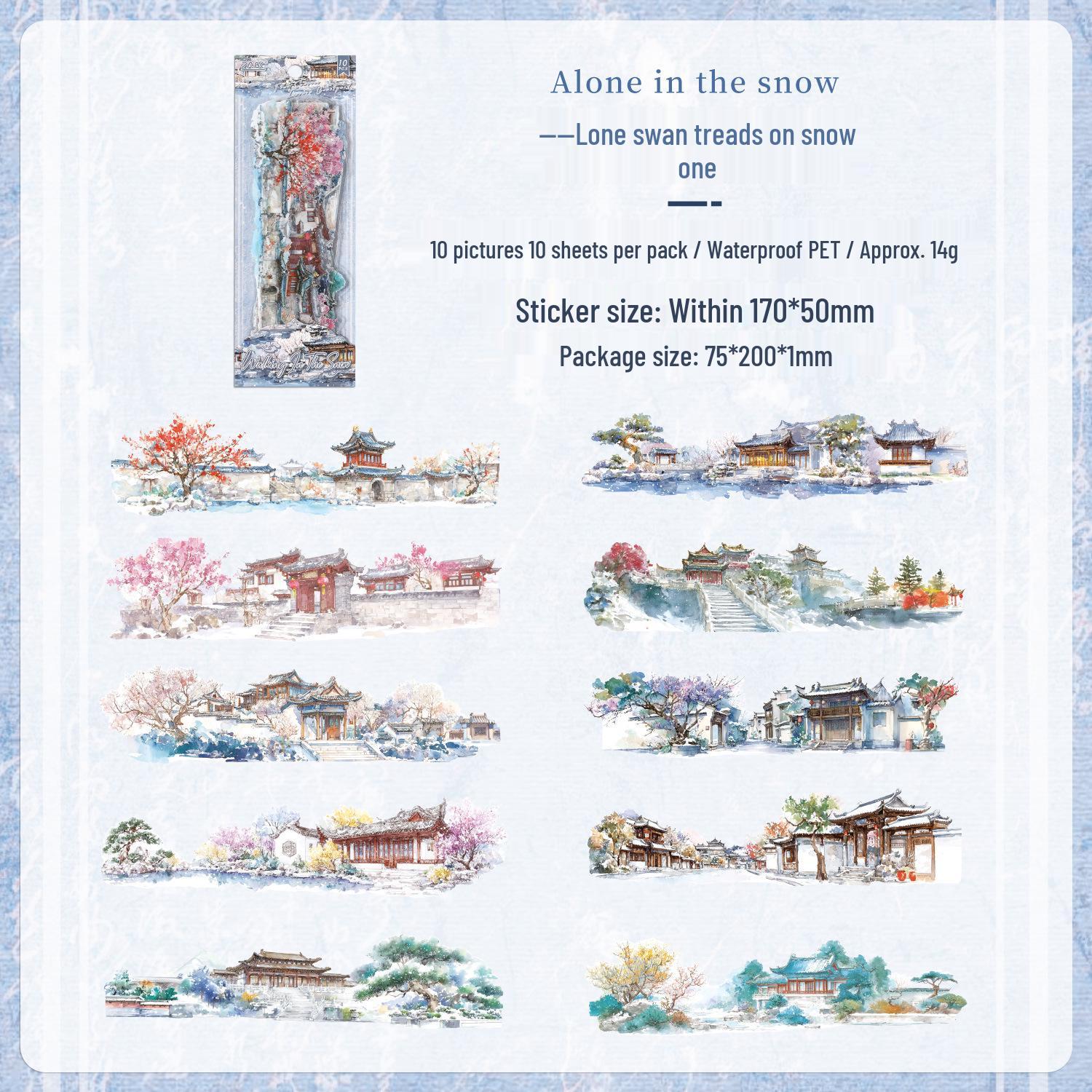 ZABC Набор наклеек «Сад четырех сезонов»: Европейские пейзажи - Коллажные полоски для DIY-журналов - 4 стиля