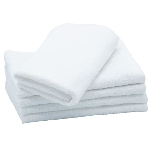 19-inch White Thin Face Towels, Set of 5, 200 Momme, Absorbent, Quick-Drying, 100% Cotton, 86cm Long, Perfect for Washing Your Face, Sauna, Gym, Sport