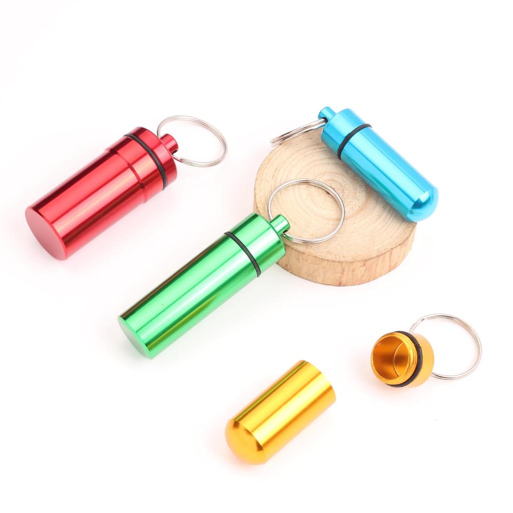 Portable Aluminum Pill Case with Keychain & Sealed Earplugs - Outdoor Survival Gear Pendant