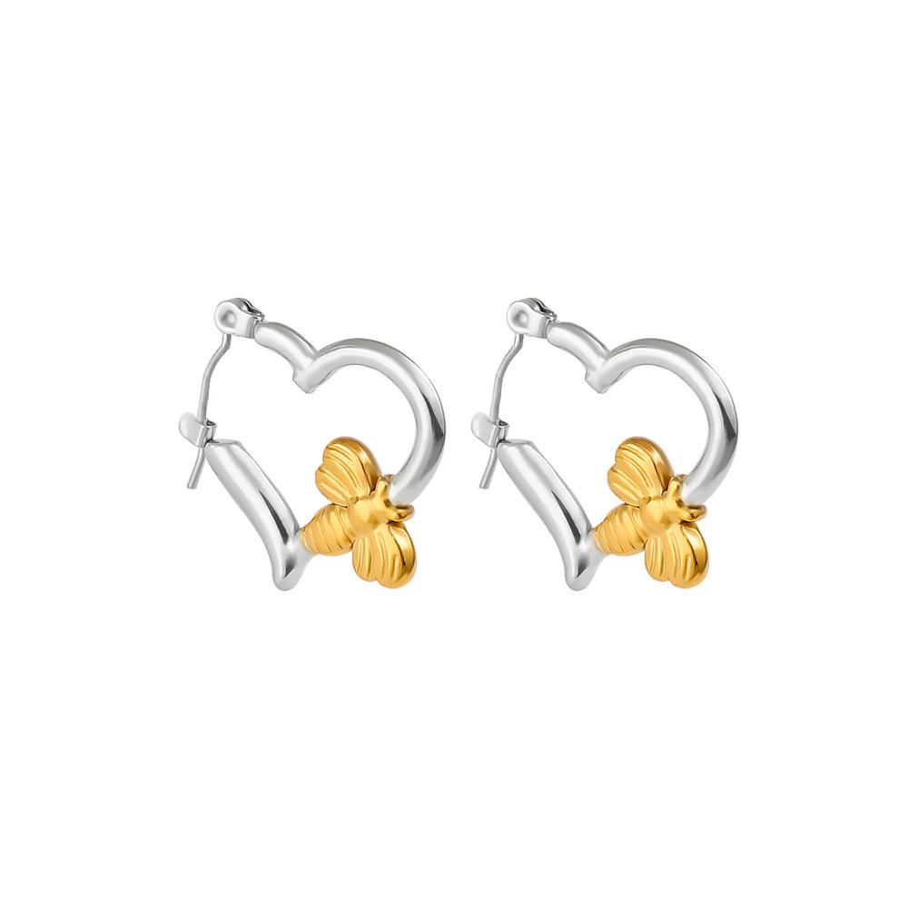 Trendy Stainless Steel Love Bee Stud Earrings - Light Luxury Retro INS Style