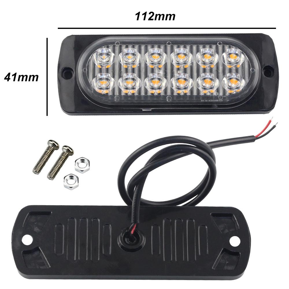 12LED 12V 24V Strobe Light Auto Truck Trailer Flashing Emergency Warning Beacon Lamp Grille Car Side Flash Amber Traffic Light