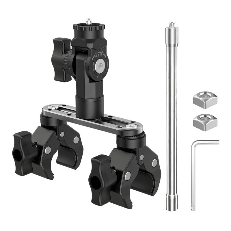 

Shockproof Car Bracket Clamp Mount For Sports Cameras 360 Adjustable Angle Vibration Resistance Heavy Duty Aluminum 1