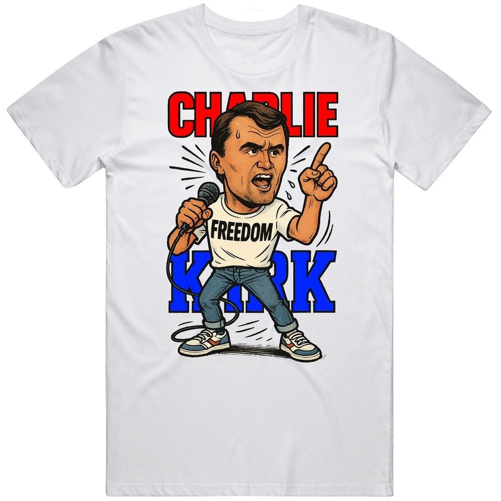 

Charlie Kirk Freedom Caricature T Shirt XL