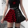 Punk Skirt Gothic Plaid A Line Mini Skirts Harajuku Streetwear Sexy Plaid Patchwork Skirt