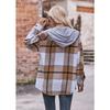Autumn Winter Women Shirt Long Sleeve Blouse Hooded Jacket Casual Plaid Midi Shirt