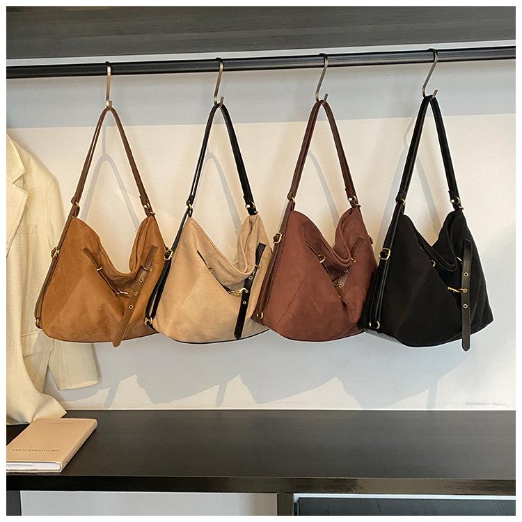Casual Large-capacity Suede Bag Women's 2025 New Trendy Versatile Shoulder Bag Backpack Commuter Bag