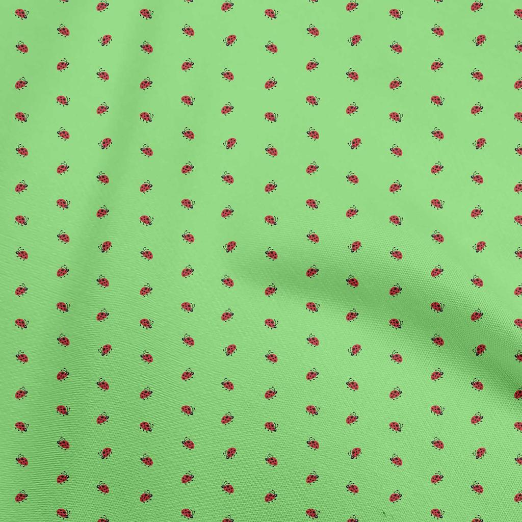 oneOone Cotton Poplin Light Green Fabric Bird Ladybird  Sewing Craft Projects Fabric Prints By Yard 42 Inch