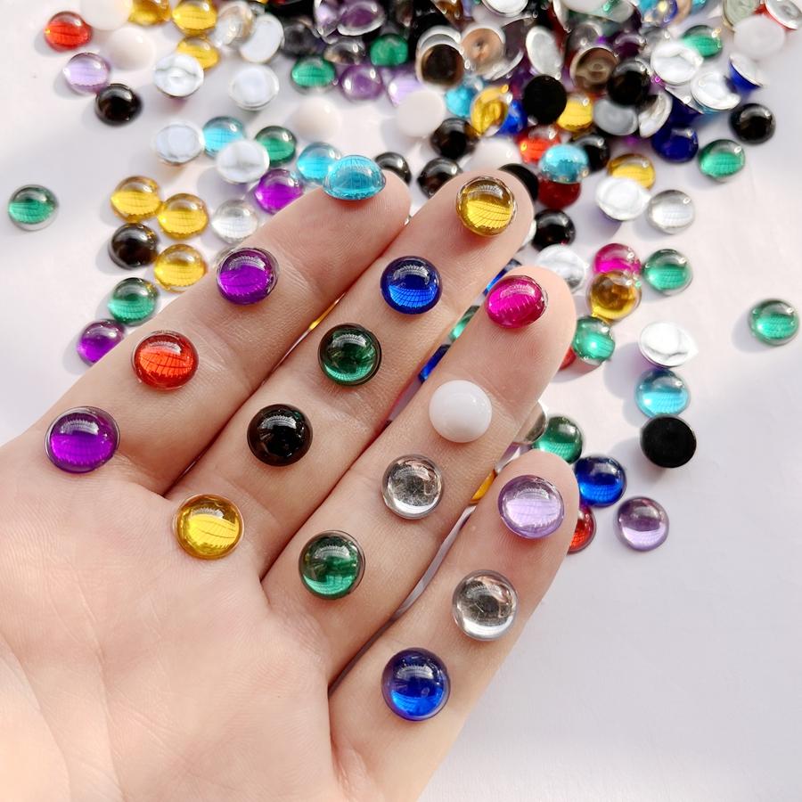 100 Pcs Beautiful Color 10mm Semi-circular Phone Case Decoration Flat Back DIY Jewelry Decoration Crystal Rhinestone