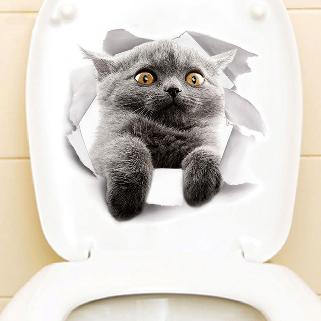 Yousheng Lovely Cat Toilet Lid Wall Sticker Fashion Home Art