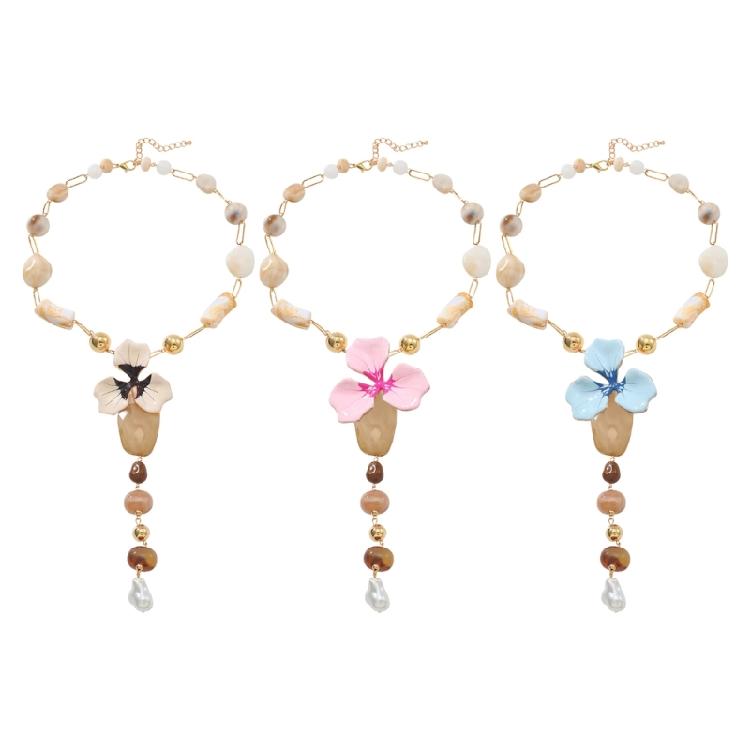 Eye Catching Overscale Floral Resin Pendant Necklace Daily Wear Neckchain Elegant Jewelry for Parties Event