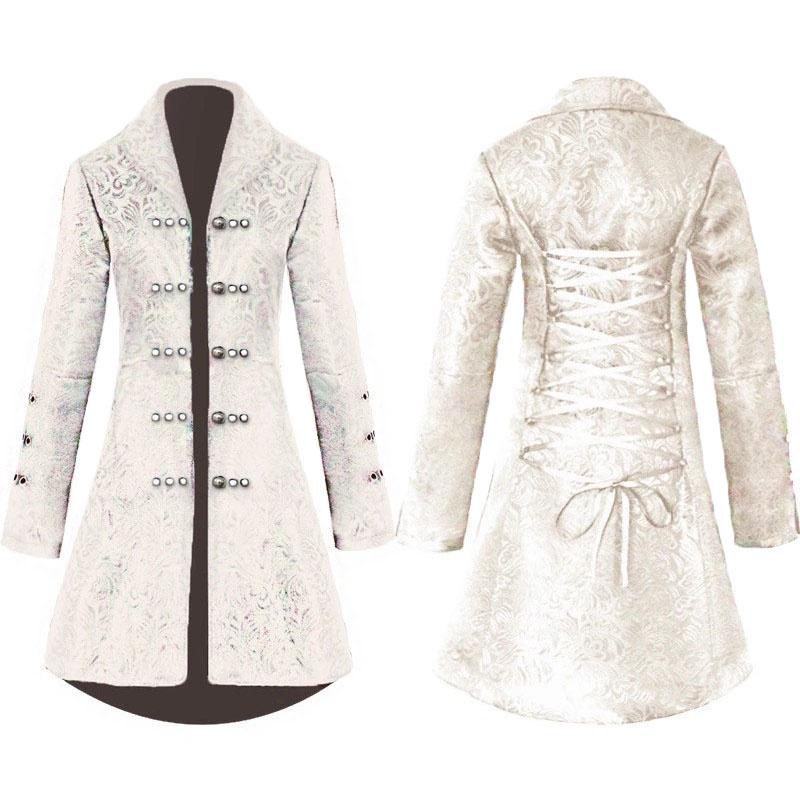 Women Jacquard Retro Gothic Steampunk Long Tailcoat Coat Jacket Cosplay Uniform