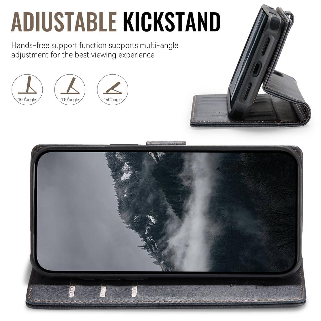For iPhone 17 16 15 14 13 12 Pro Max Detachable Wallet Case 2 in 1 Flip Folio Card Holder RFID Kickstand Shockproof Phone Cover