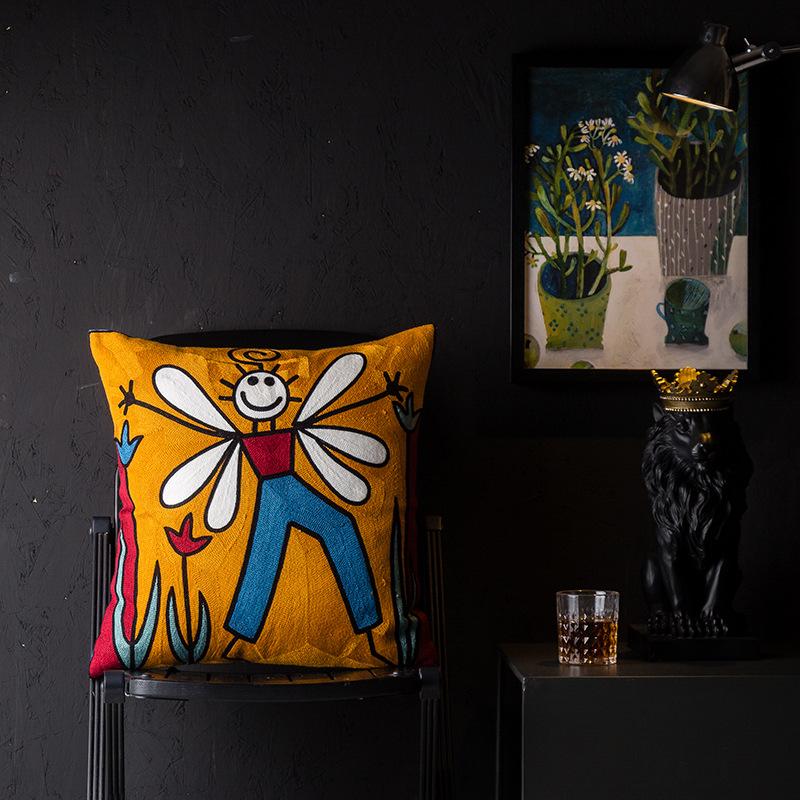 Christmas Picasso European and American Style Abstract Cushion Cover Living Room Sofa Embroidered Cushion Bedside Pillow Cover