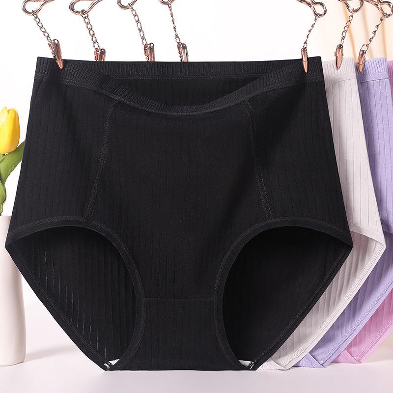 Plus Size Women's Red Middle Aged Mom Cotton High Waisted Panties