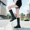 Outono 2025 novas botas longas de nicho versátil estilo britânico muffin e plataforma populares botas finas da moda com cadarço