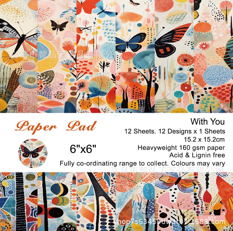 6-inch DIY Photo Album Background Paper - Single-sided, 12 Unique Designs (1 Sheet/Set)