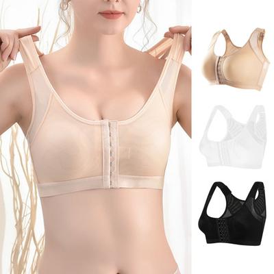 Sujetador de mujer con realce de pecho, soporte inalámbrico, cierre frontal, elástico, transpirable, suave, antienganche, deporte, Yoga