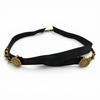 Great Belt COCO Mark Chain Leather Ribbon Belt Black Leather Women C107 Used