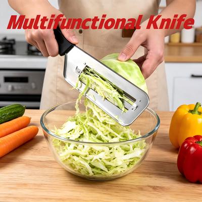 Kålskärare med handtag Multifunktionell Rostfri Stålskärare Dubbelblad Grönsaksskärare Kniv för Hemköksredskap