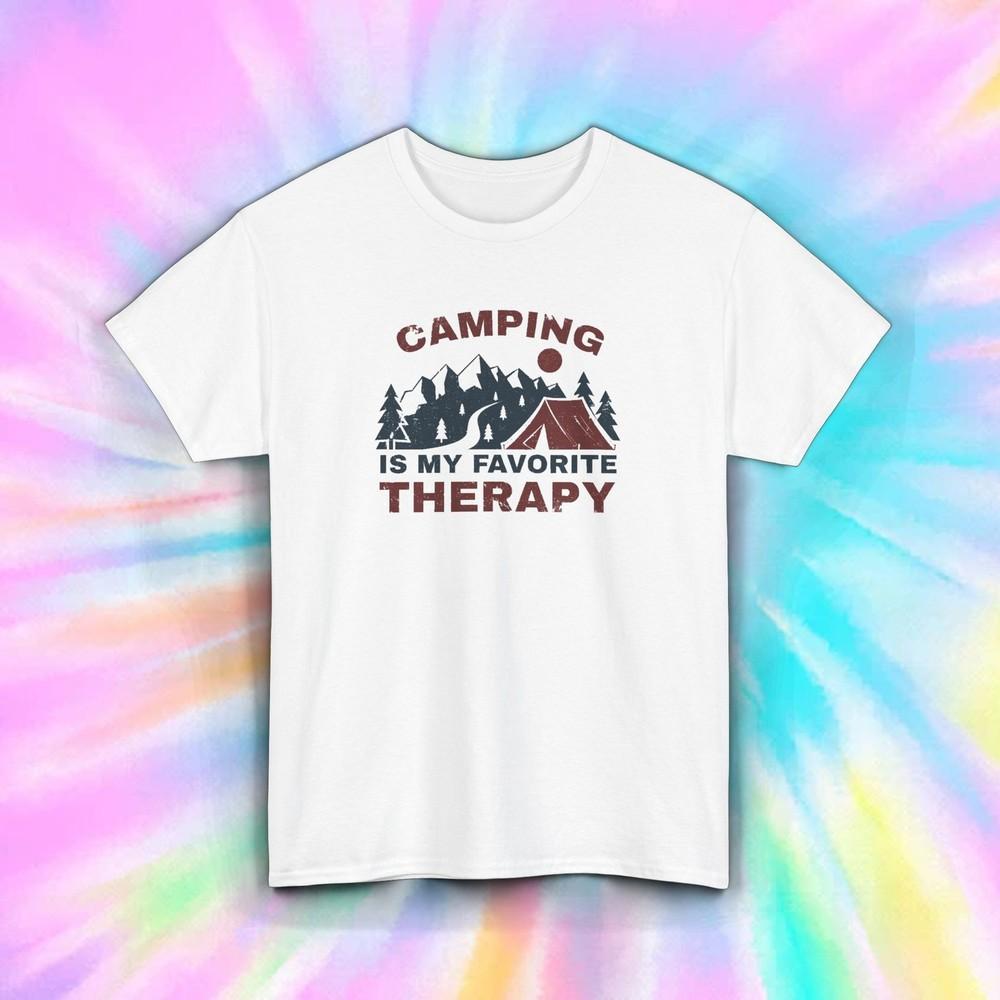 Camping Therapy T-Shirt Outdoor Adventure Hiking Camper Gift Tee S-5XL