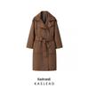2024 Winter Women's European & American Double-Breasted Tie-Waist Faux Suede Coat