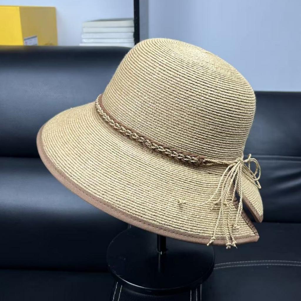 High quality 2026 raffia hat women's summer shopping shade anti-ultraviolet hat fashion basin hat top hat