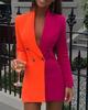 2022 Farbblock-Naht V-Ausschnitt OL Professioneller Cardigan-Blazer