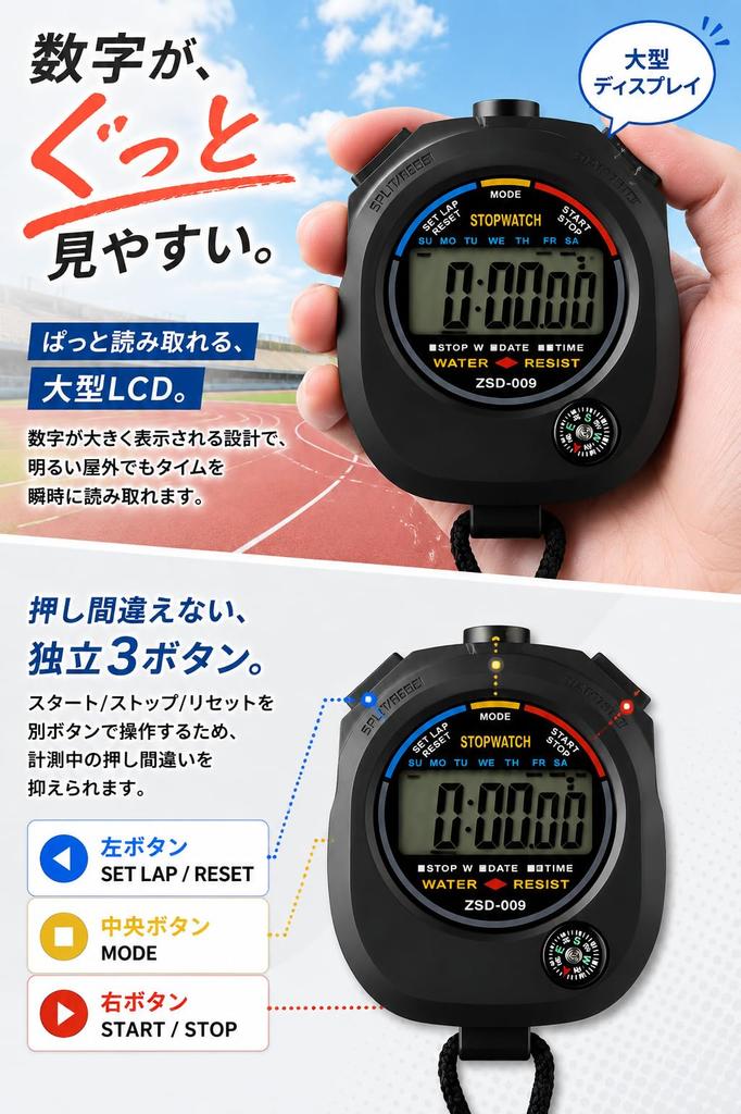Fogman Stopwatch Sports Digital Easy To Use Accurate Multifunctional Referee Timer