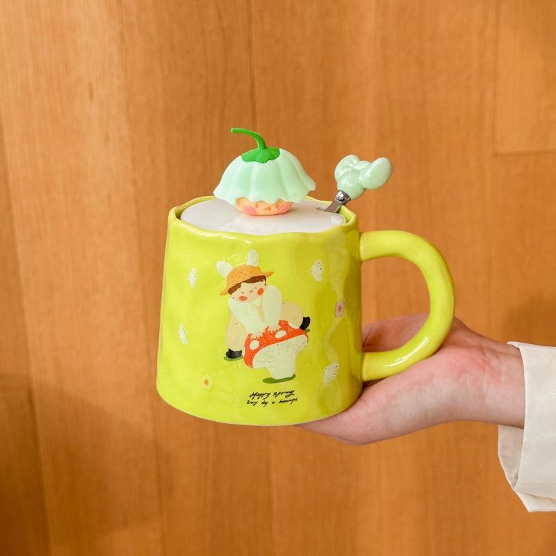 Birthday Gift Cute Cartoon Boy Mug Girl Gift Box Couple Ceramic Coffee Drinking Cup