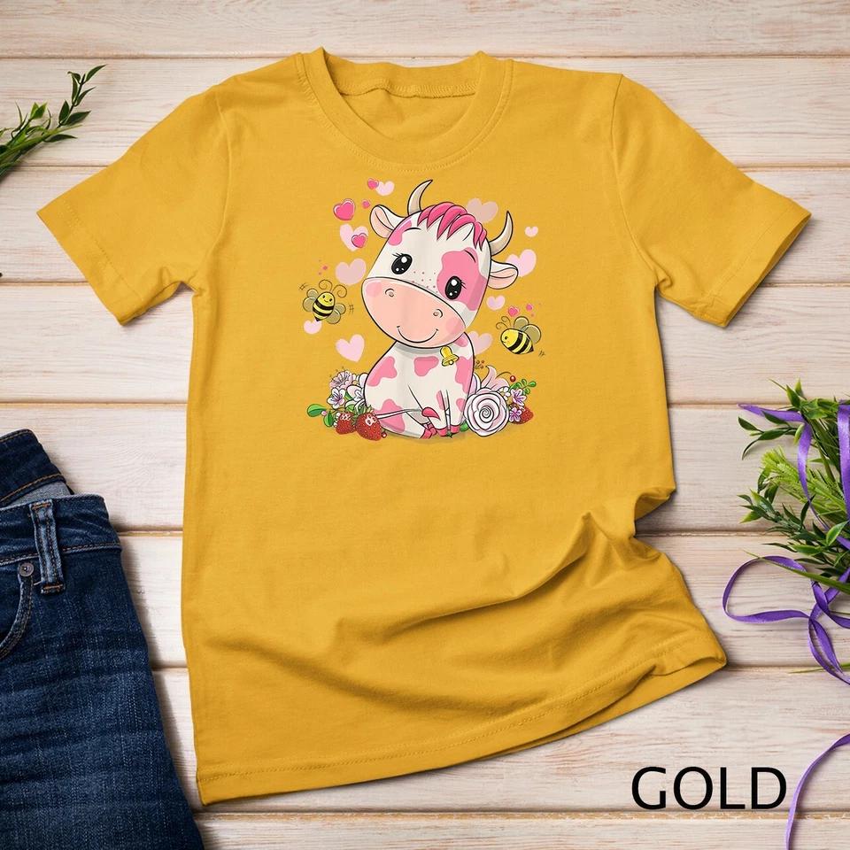 Strawberry Cow, Cute Cow, Pink Cow Pet T-Shirt Unisex T-shirt 3 XL