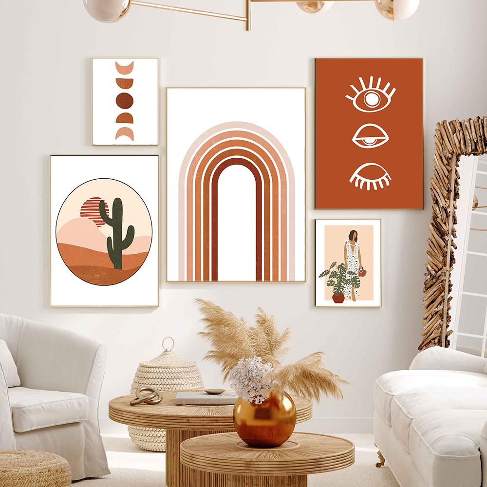 

Солнце Луна сожженный оранжевый холст картина радужные арки настенная картина гостиная художественный принт абстрактный пейзажный постер