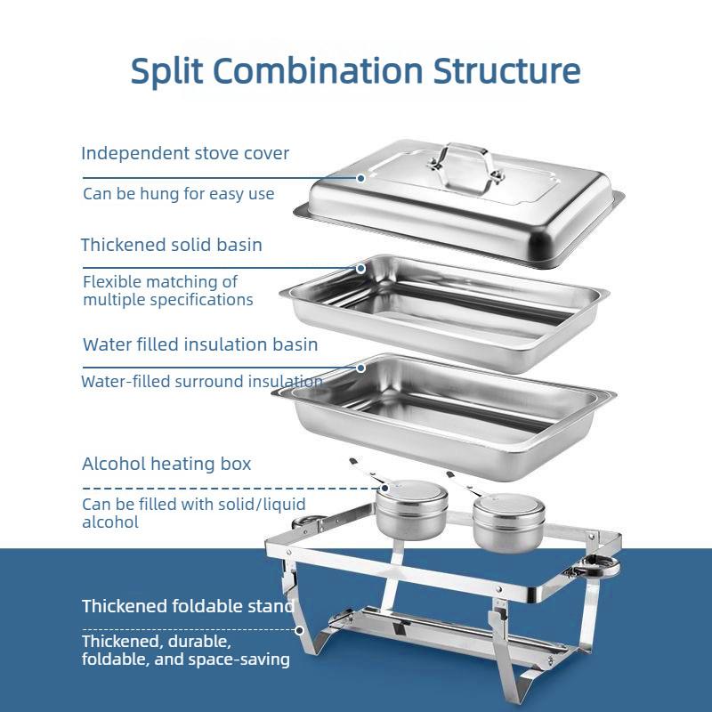 Hotel Restaurant Dining Stove Thickened Stainless Steel Buffet Stove Alcohol Heating And Insulation Grid Buffy Stove