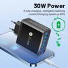 30W 6-Port QC3.0 Fast Charger with EU, US, UK, and Korean Plugs