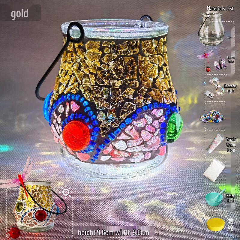 Glass Mosaic Candle Holder DIY Kit: Handmade Parent-Child Educational Toy for Children's Day