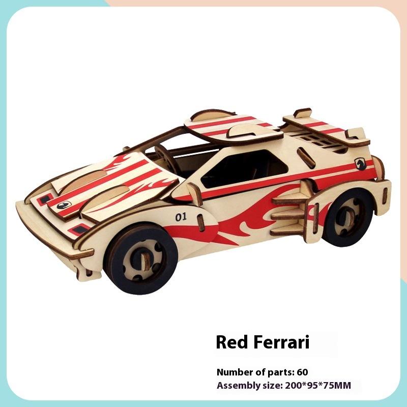 Children's Wooden 3D Puzzle Car Model Ornaments DIY Children's Educational Handmade Toys