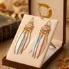 Bohemian Ethnic Feather Tassel Dangle Earrings For Women Trendy Long Beads Indian Drop Earrings Female Vintage Boho Jewelry Gift