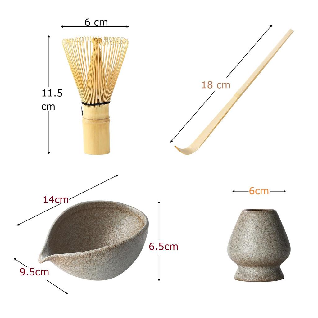 Katakuchi Boat-shaped Matcha Bowl Set with Tea Bowl, Chasen Stand, 100-Stand Chasen, and Chashaku (Tea Scoop) - Complete Tea Ceremony Utensil Set