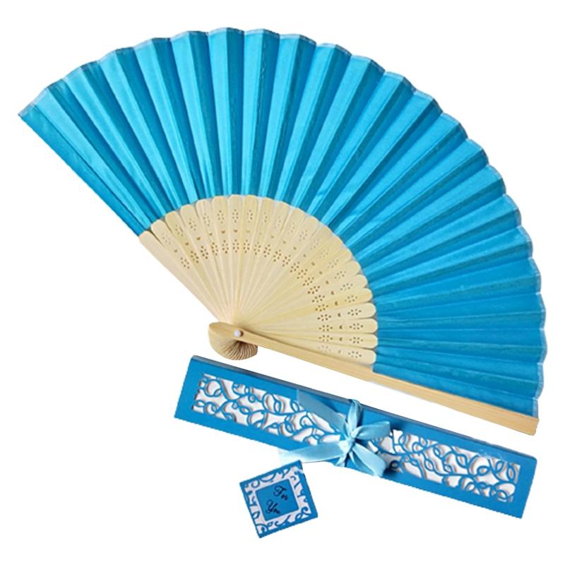 Folding Fan Silk Wedding Dance Hand Fan With Gift Box Party Favors