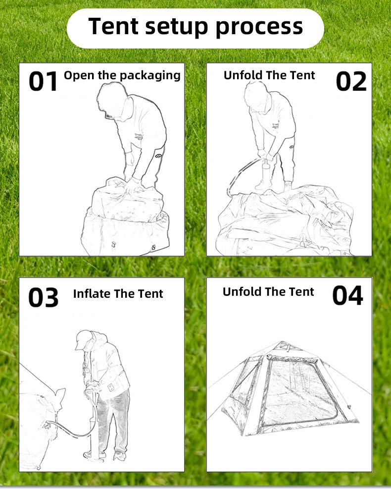 Outdoor Quick-Pitch Inflatable Camping Tent with Tarp Set