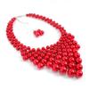 Imitation Pearls Woven Collar for Women Fashion Necklace Ladies Clavicle Chain with Earrings GZW