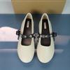 Fashion High Quality Women's Mary Jane Shoes Ballet Style Round Toe 2025 Autumn Light Leather Footwear Rivet Decoration Flats for Lady