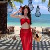 Bikini Swimsuit Feminine Split Red Three-piece Beach Play